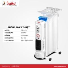 Máy Sưởi Dầu Saiko OR-8211T 11 Thanh (2400W)