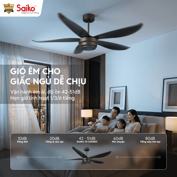 Quạt Trần Saiko CF-5450 DC 5 Cánh