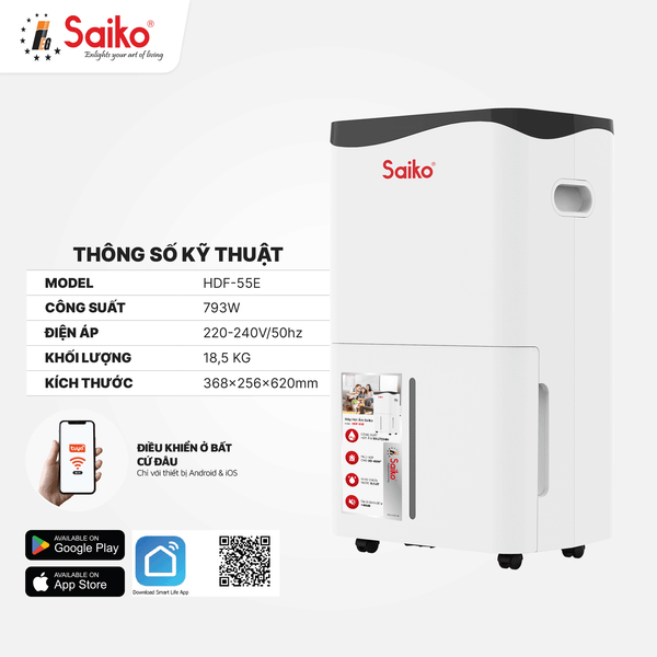 Máy Hút Ẩm Không Khí Saiko HDF-55E (55L)