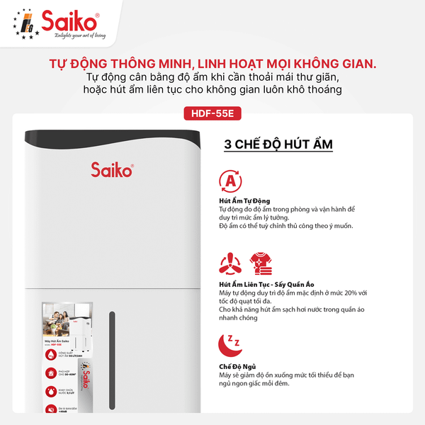 Máy Hút Ẩm Không Khí Saiko HDF-55E (55L)