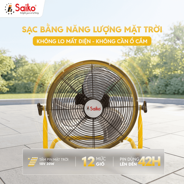 Quạt Sạc Tích Điện Saiko RF-1435SL