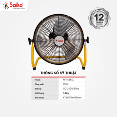 Quạt Sạc Tích Điện Saiko RF-1435SL