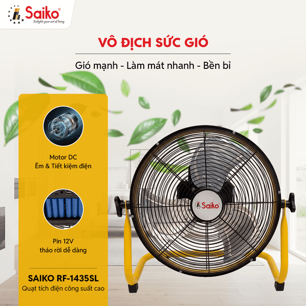 Quạt Sạc Tích Điện Saiko RF-1435SL