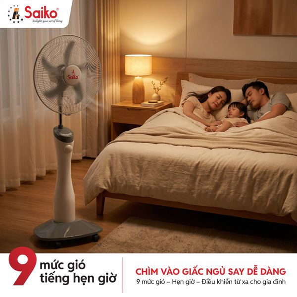 Quạt Sạc Tích Điện Năng Lượng Mặt Trời Saiko RF-818A