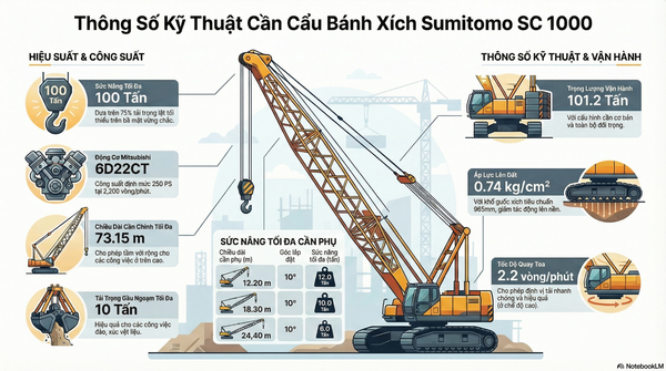 Thông số cẩu bánh xích Sumitomo SC1000 100 tấn