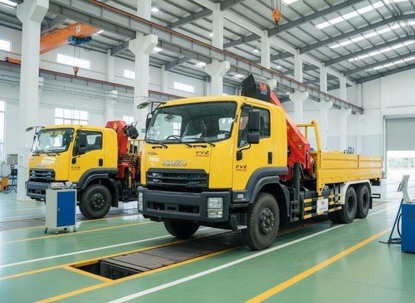 Xe Isuzu FVZ gắn Cẩu Gấp Palfinger PK18500