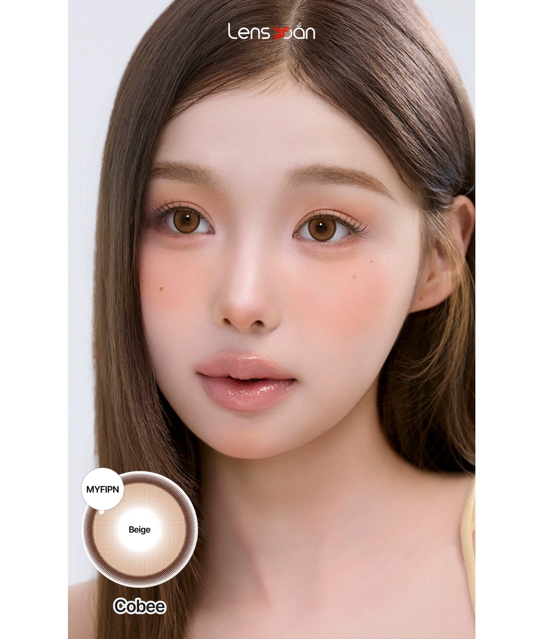 Lens 1 tháng Cobee Beige nâu cam ánh be tự nhiên Myfipn tại Lens Xoắn