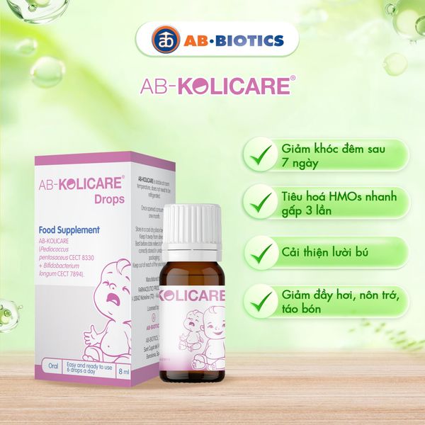 AB - Kolicare: Men Vi Sinh Cho Trẻ Lười Bú, Infant Colic (Khóc Dạ Đề), Chậm Tăng Cân, Đau Bụng, Đầy Hơi, Táo Bón Chức Năng, Không Dung Nạp Lactose... 