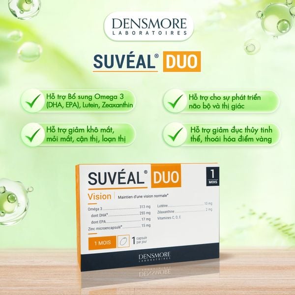  Suvéal Duo bổ sung Omega 3 (DHA, EPA), Lutein, Zeaxanthin hỗ trợ sự phát triển thị giác và não bộ 