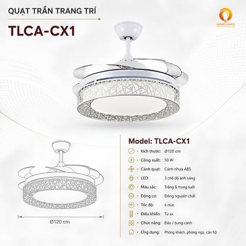 Quạt Trần Đèn Cánh Nhựa ABS TLCA-CX1