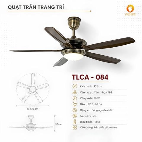 Quạt Trần Đèn TLCA-084 Cánh ABS, LED 3 Chế Độ