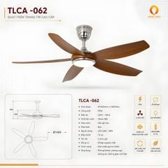 Quạt Trần Đèn TLCA-062 Cánh ABS Vân Gỗ Nâu