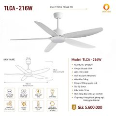 Quạt Trần Đèn TLCA-216W Cánh Nhựa ABS