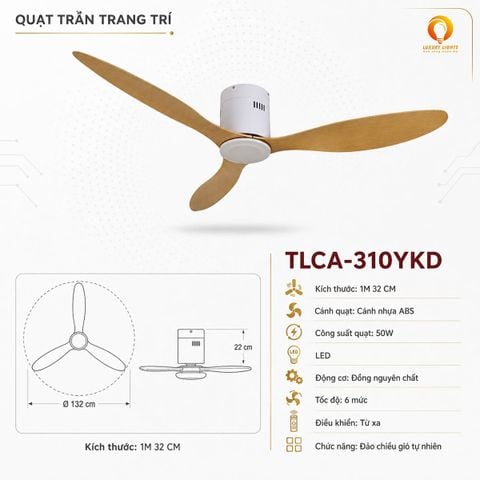 Quạt Trần TLCA-310YKD Cánh Nhựa ABS