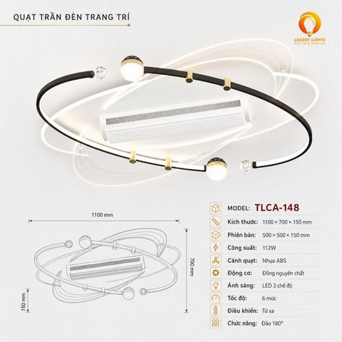 Quạt Trần Đèn TLCA-148 Cánh Nhựa ABS 112W