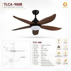 Quạt Trần Đèn TLCA-988B Cánh ABS Vân Gỗ Nâu