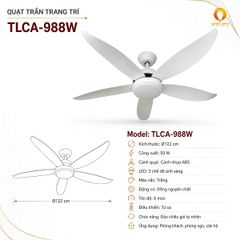 Quạt Trần Đèn TLCA-988W Cánh Nhựa ABS