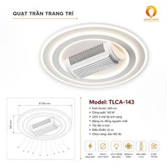 Quạt Trần Đèn LED Không Cánh TLCA-143 6 Mức Gió