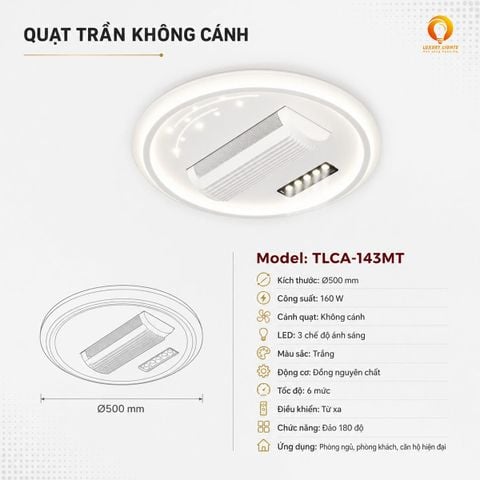 Quạt Trần Đèn Ốp Trần TLCA-143MT Không Cánh