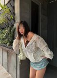  TARTAN - Áo hoodie ren lưới dáng rộng - Petal Hoodie 