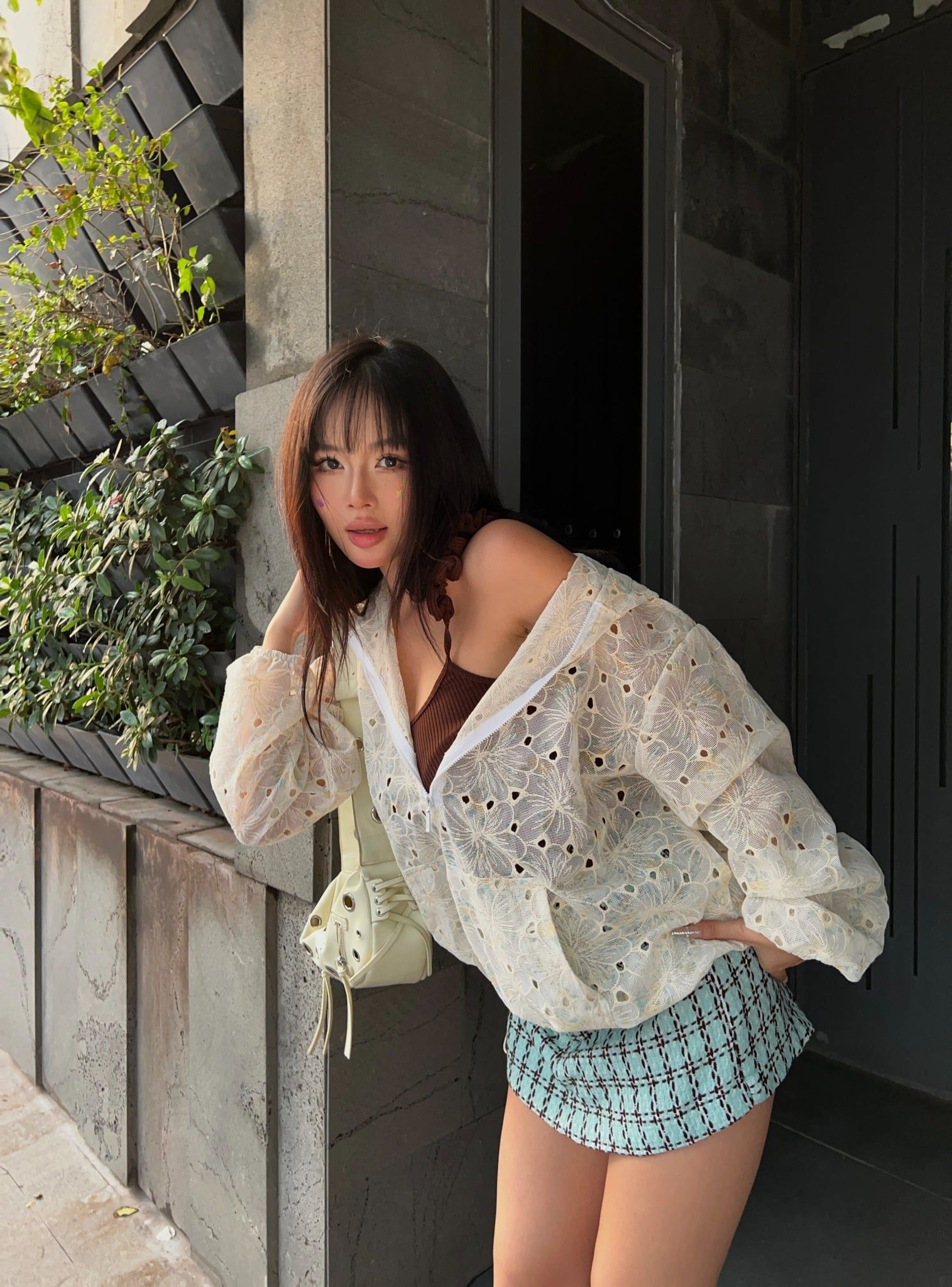  TARTAN - Áo hoodie ren lưới dáng rộng - Petal Hoodie 