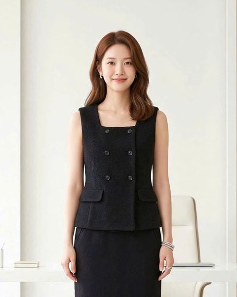  ÁO KHOÁC VEST ĐEN CHẤT DẠ THANH LỊCH SANG TRỌNG(SIZE S- FREESIZE) 