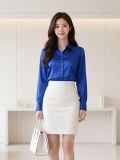  ÁO SƠ MI TAY DÀI XANH COBAN VẢI LỤA CÓ ĐỘ BÓNG NHẸ FOM RỘNG CÔNG SỞ THANH LỊCH SANG TRỌNG (SIZE S-FREESIZE) 