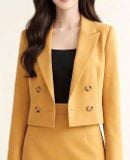  ÁO KHOÁC VEST TAY DÀI BỐN KHUY CÀI THANH LỊCH CÔNG SỞ MÀU VÀNG CARAMEN( SIZE S- FREESIZE) 