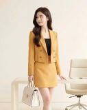  ÁO KHOÁC VEST TAY DÀI BỐN KHUY CÀI THANH LỊCH CÔNG SỞ MÀU VÀNG CARAMEN( SIZE S- FREESIZE) 