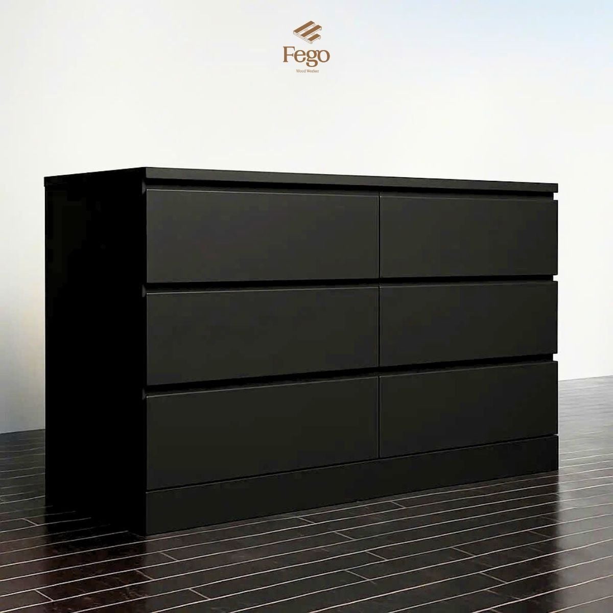 Tủ gỗ Cabinet 6 ngăn kéo cất trữ gỗ MDF trắng chống ẩm FEGO 