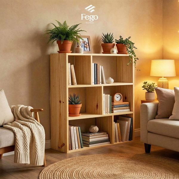 Giá sách basic 90x90x20cm gỗ thông tự nhiên 