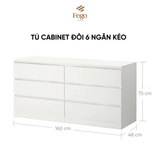  Tủ gỗ Cabinet 6 ngăn kéo cất trữ gỗ MDF trắng chống ẩm FEGO 