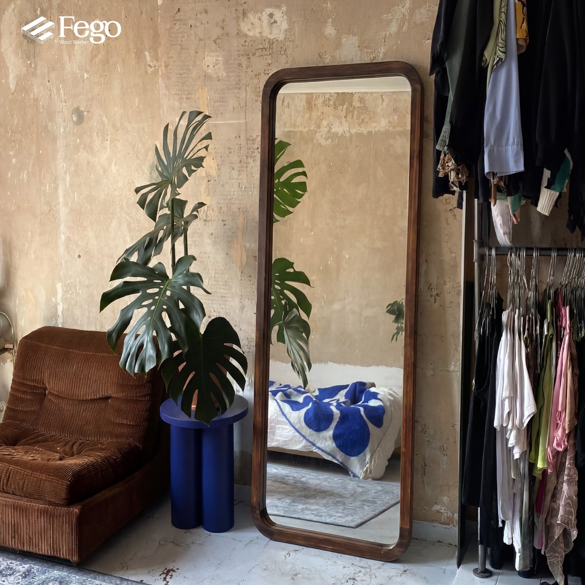  GƯƠNG SOI TOÀN THÂN TREO TƯỜNG KHUNG GỖ TỰ NHIÊN FEGO 
