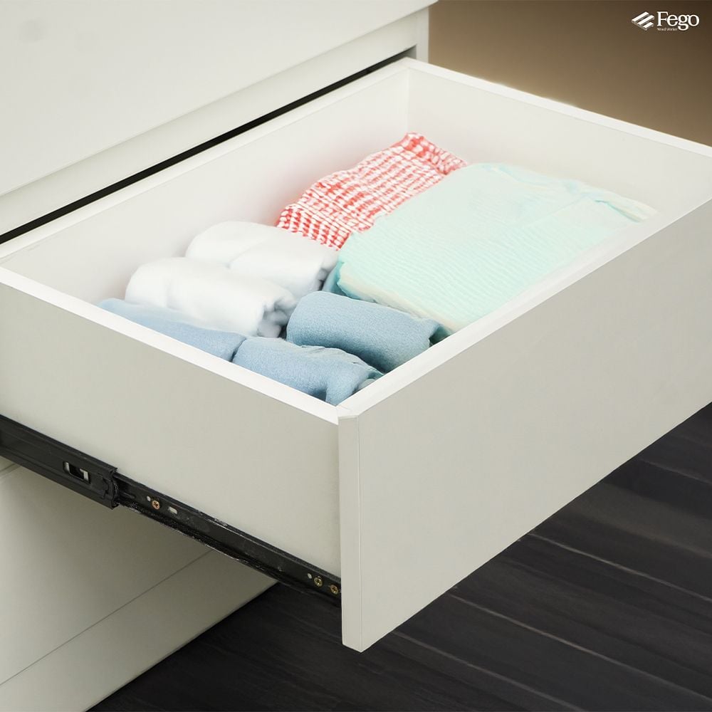  Tủ gỗ Cabinet 6 ngăn kéo cất trữ gỗ MDF trắng chống ẩm FEGO 