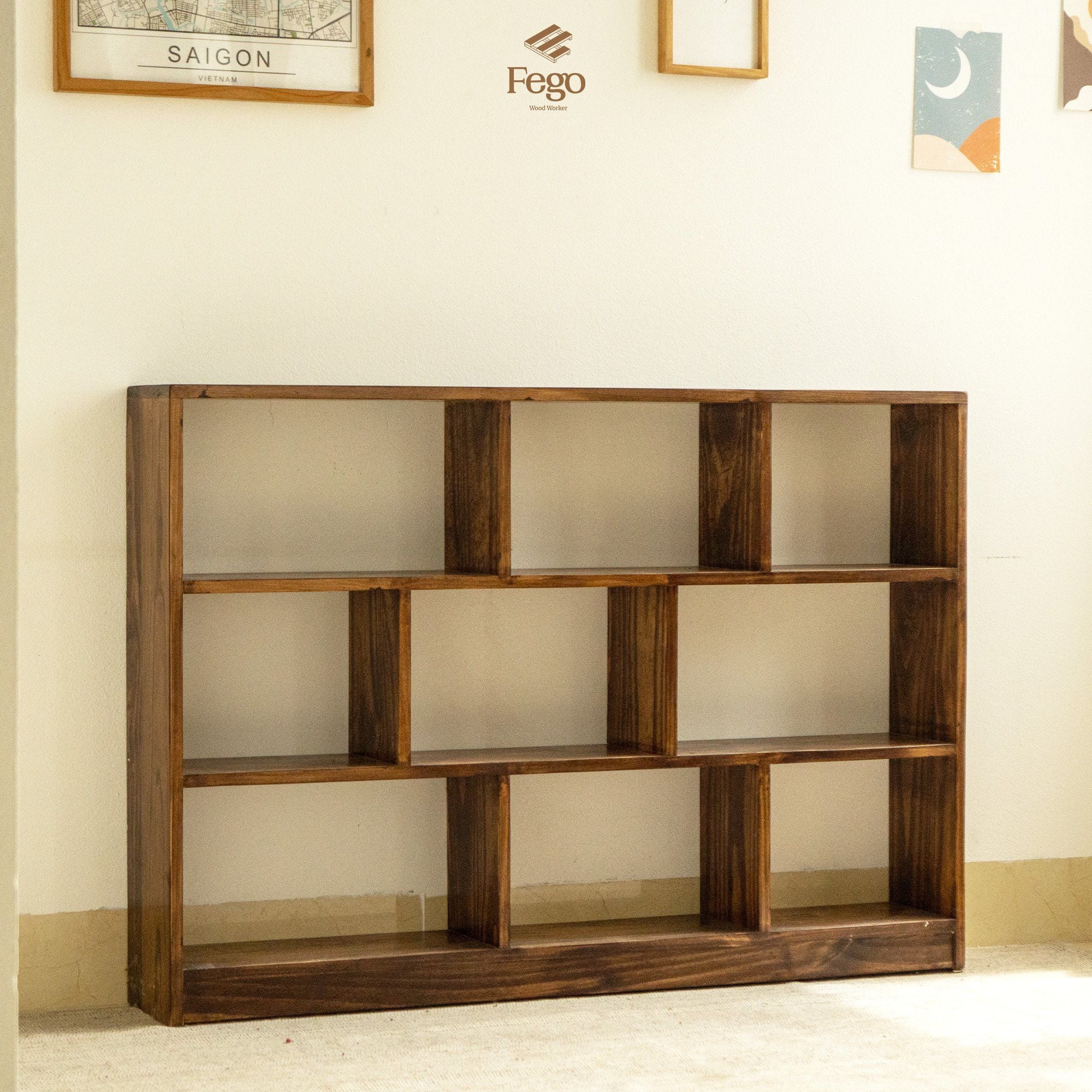  Kệ sách 3 tầng gỗ thông ngăn sole 120x20x85cm 