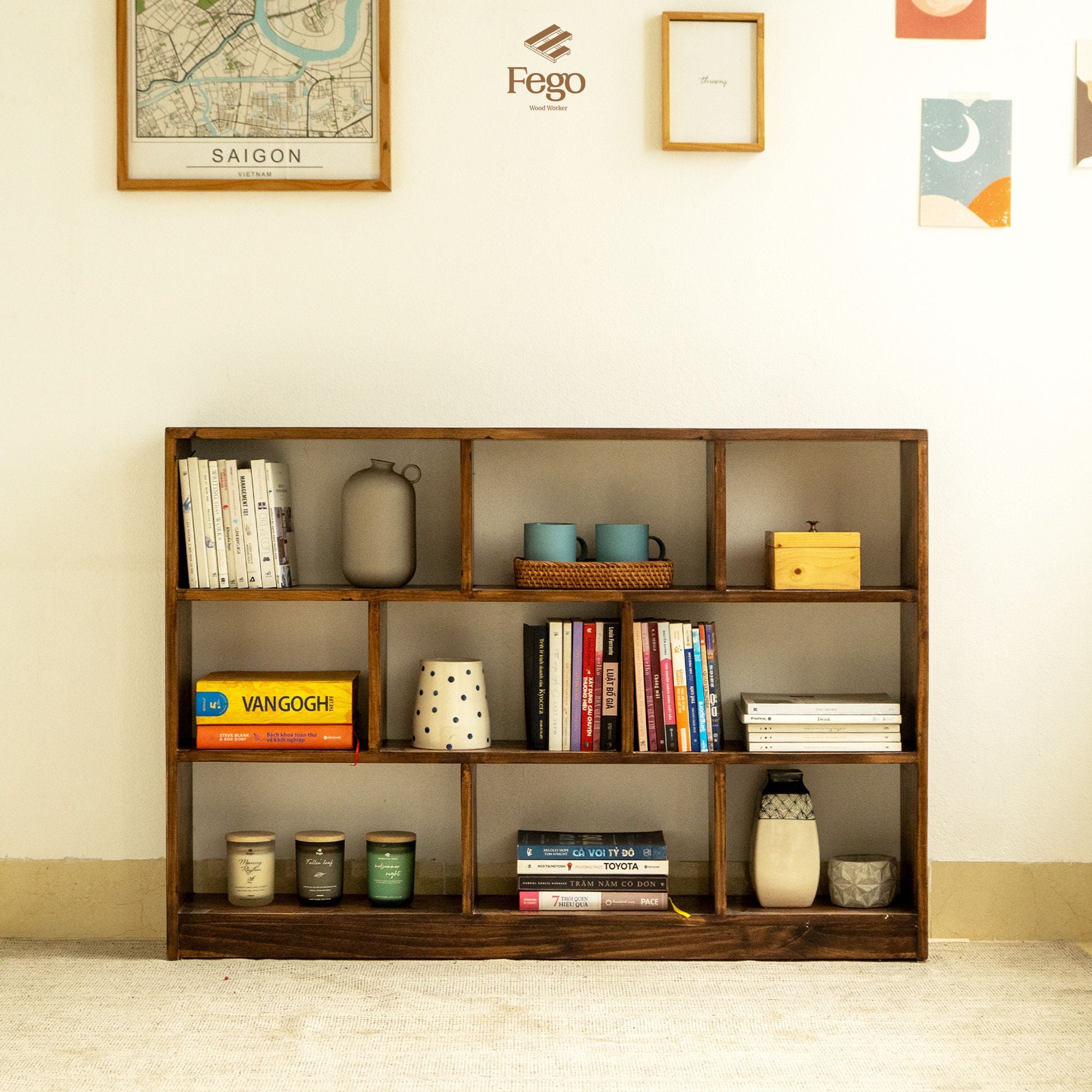  Kệ sách 3 tầng gỗ thông ngăn sole 120x20x85cm 