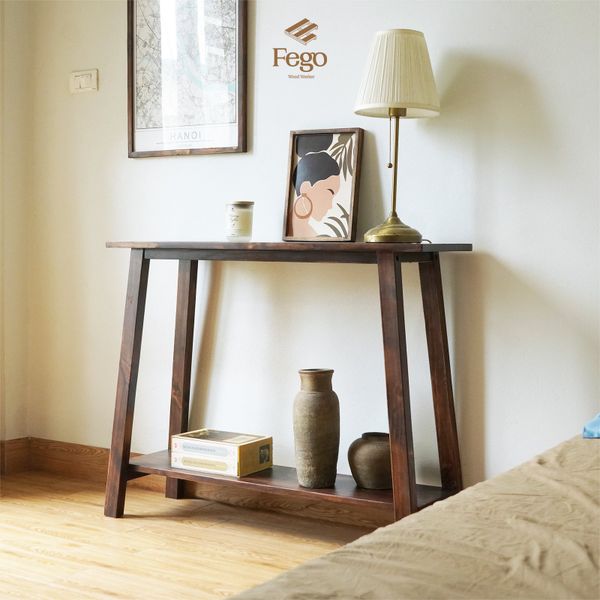  Kệ Console Gỗ Thông Tự Nhiên Fego, Bàn Trang Trí Phòng Khách, Lối Ra Vào Phong Cách Bắc Âu Hiện Đại 