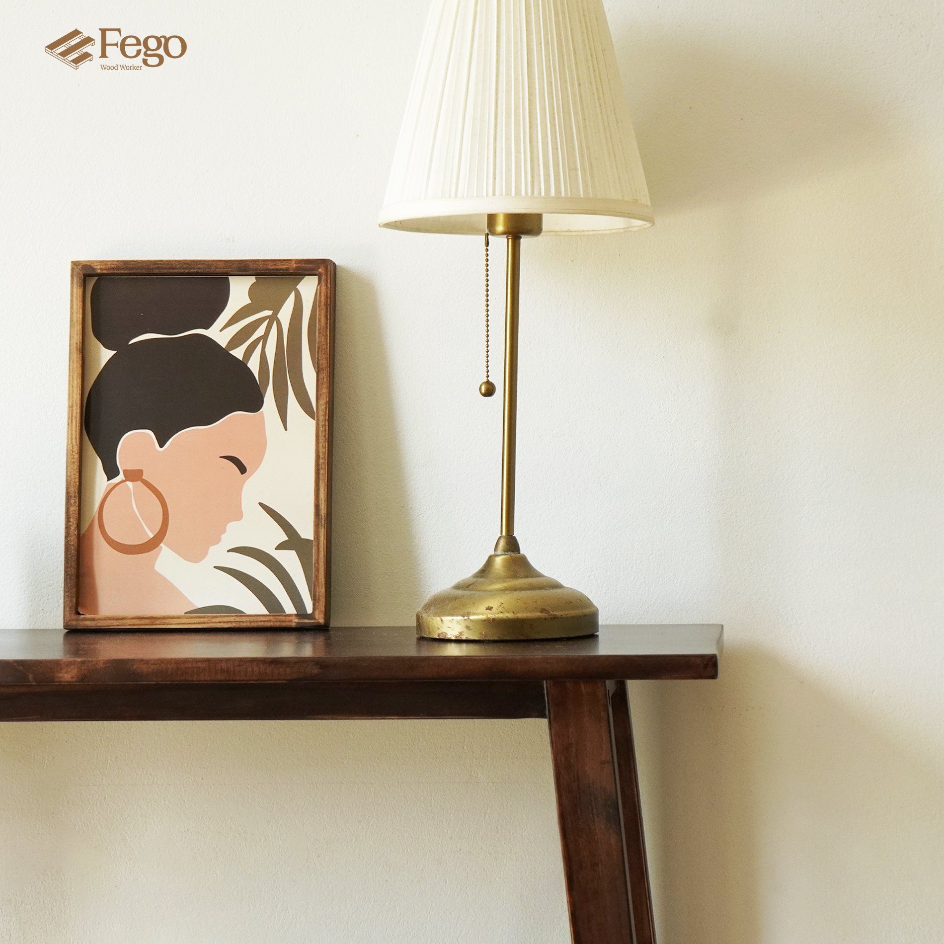  Kệ Console Gỗ Thông Tự Nhiên Fego, Bàn Trang Trí Phòng Khách, Lối Ra Vào Phong Cách Bắc Âu Hiện Đại 