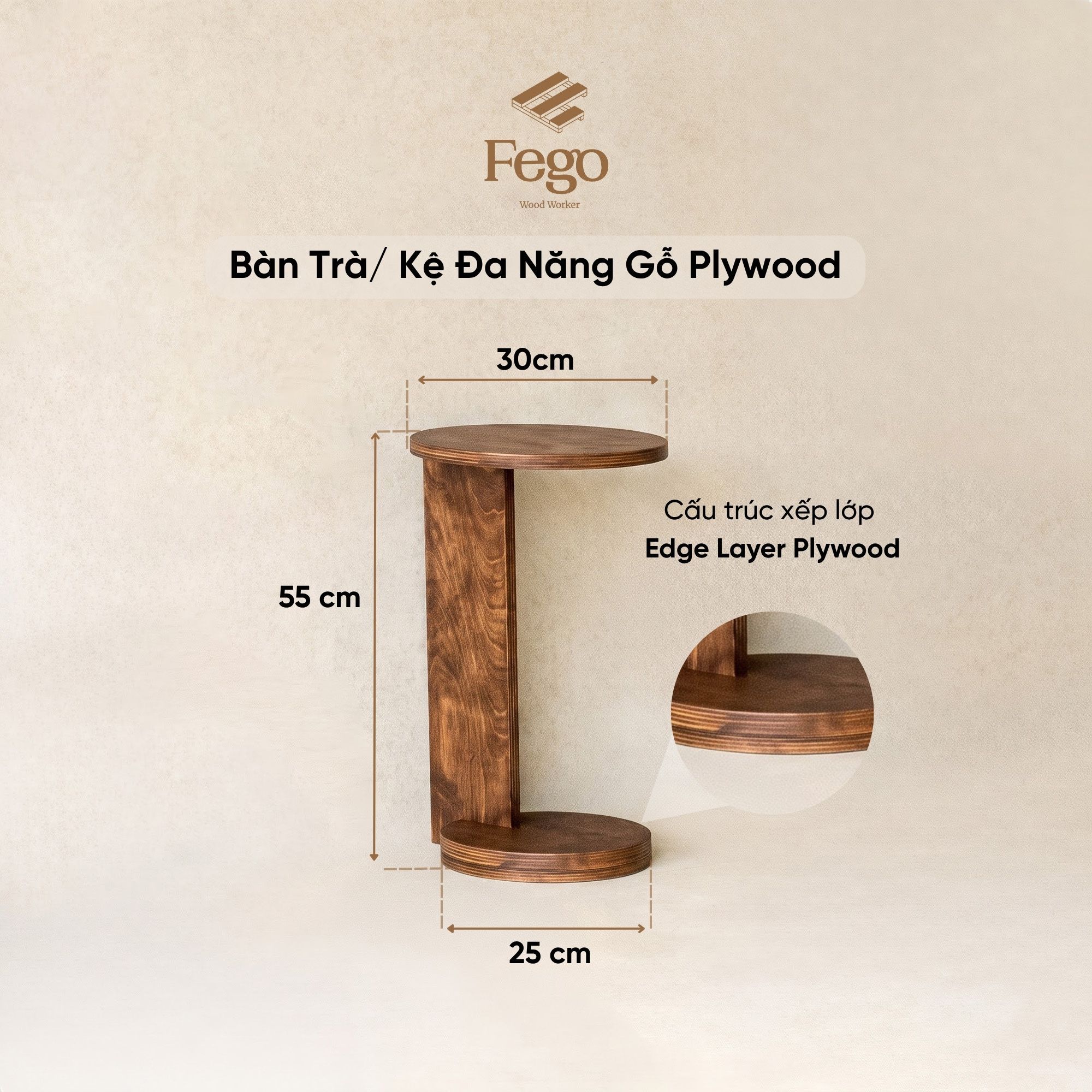  Bàn Cafe Fego Đa Năng/ Kệ Đầu Giường Plywood/ Kệ Đa Năng Sofa Phòng Khách 