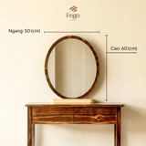 Gương Bầu Dục Treo Tường 60x50cm Viền Gỗ Tự Nhiên FEGO/ Gương Oval Treo Tường 
