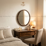  Gương Bầu Dục Treo Tường 60x50cm Viền Gỗ Tự Nhiên FEGO/ Gương Oval Treo Tường 