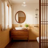  Gương Bầu Dục Treo Tường 60x50cm Viền Gỗ Tự Nhiên FEGO/ Gương Oval Treo Tường 