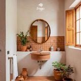  Gương Bầu Dục Treo Tường 60x50cm Viền Gỗ Tự Nhiên FEGO/ Gương Oval Treo Tường 
