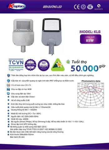  Đèn đường Led chiếu sáng KLB-85W 