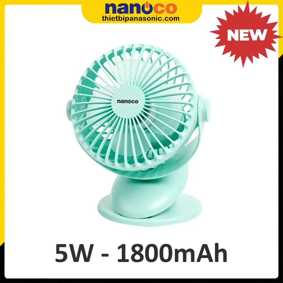 Quạt sạc Nanoco NRF5210G Màu Xanh 1800mAh 5W