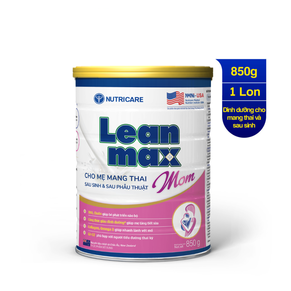  Combo 02 lon thực phẩm bổ sung sản phẩm dinh dưỡng Leanmax Mom 850g 