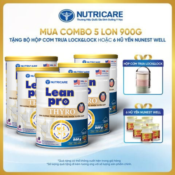  Combo 05 lon thực phẩm dinh dưỡng y học Leanpro Thyro 900g 