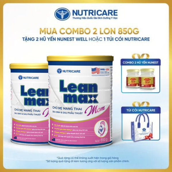  Combo 02 lon thực phẩm bổ sung sản phẩm dinh dưỡng Leanmax Mom 850g 