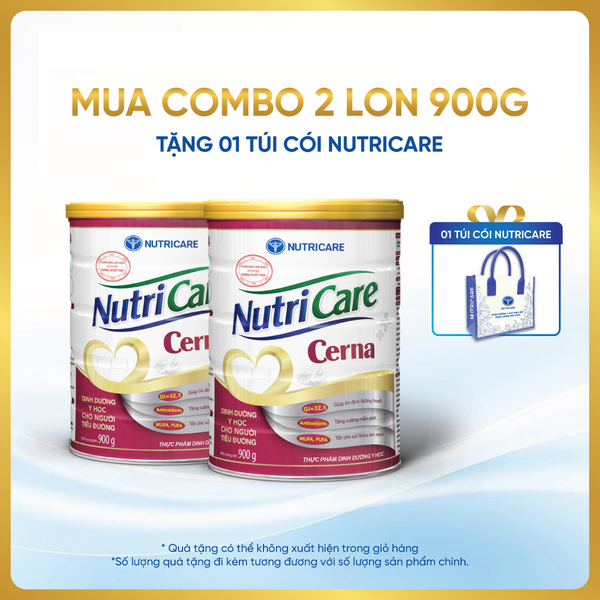  Combo 02 lon thực phẩm dinh dưỡng y học Nutricare Cerna 900g 