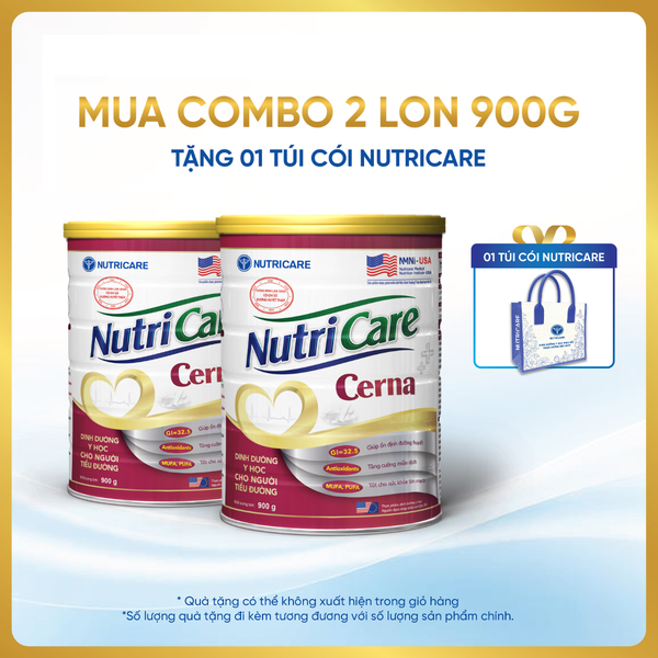  Combo 02 lon thực phẩm dinh dưỡng y học Nutricare Cerna 900g 